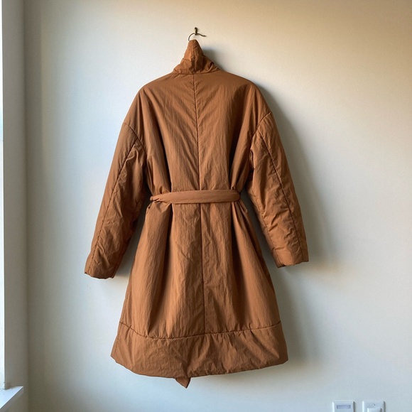 kimono cocoon duvet wrap coat oversized puffer jacket robe belted belt pumpkin s - Picture 2 of 10